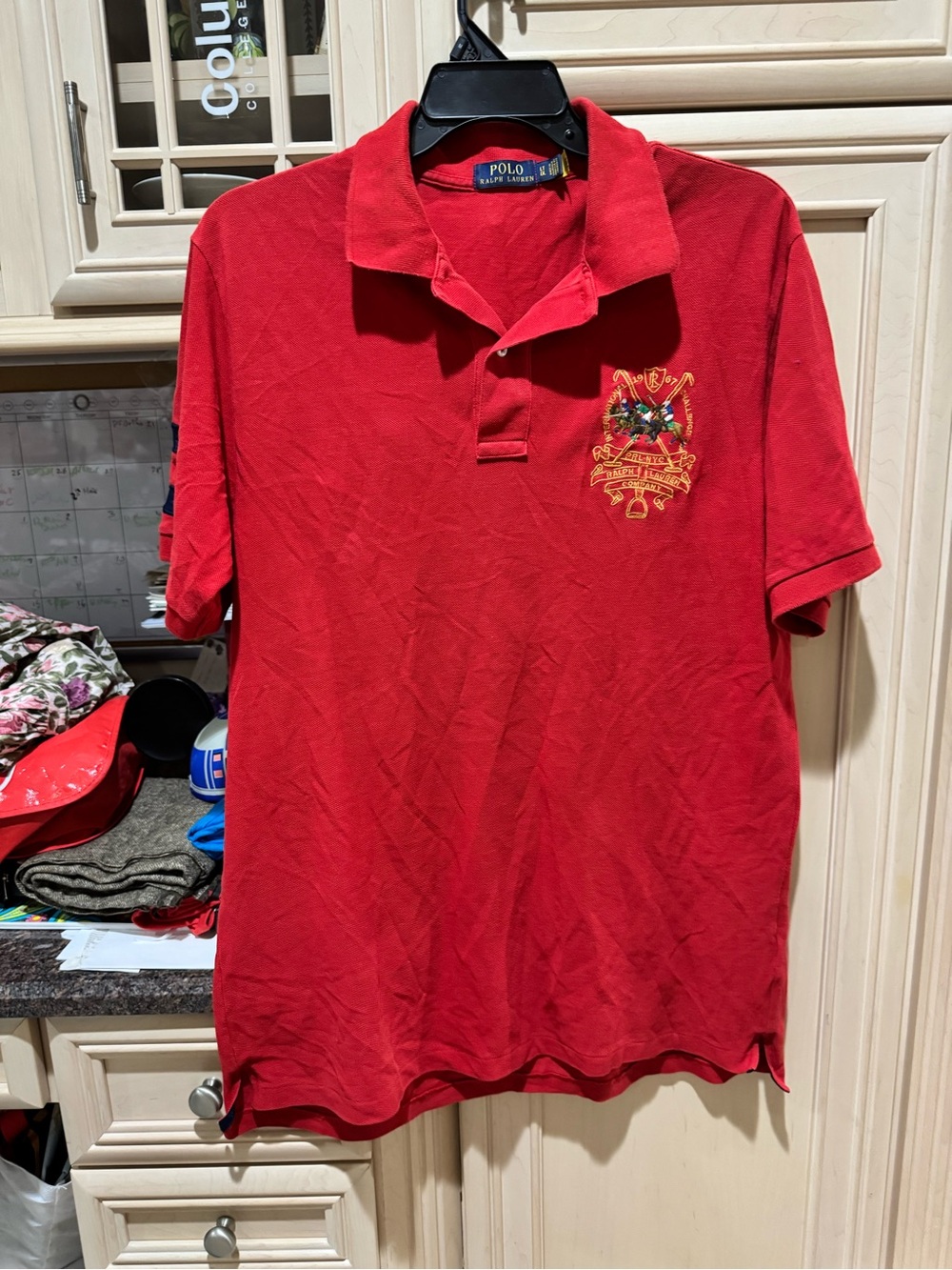 Ralph Lauren Red Embroidered Crest Polo Shirt